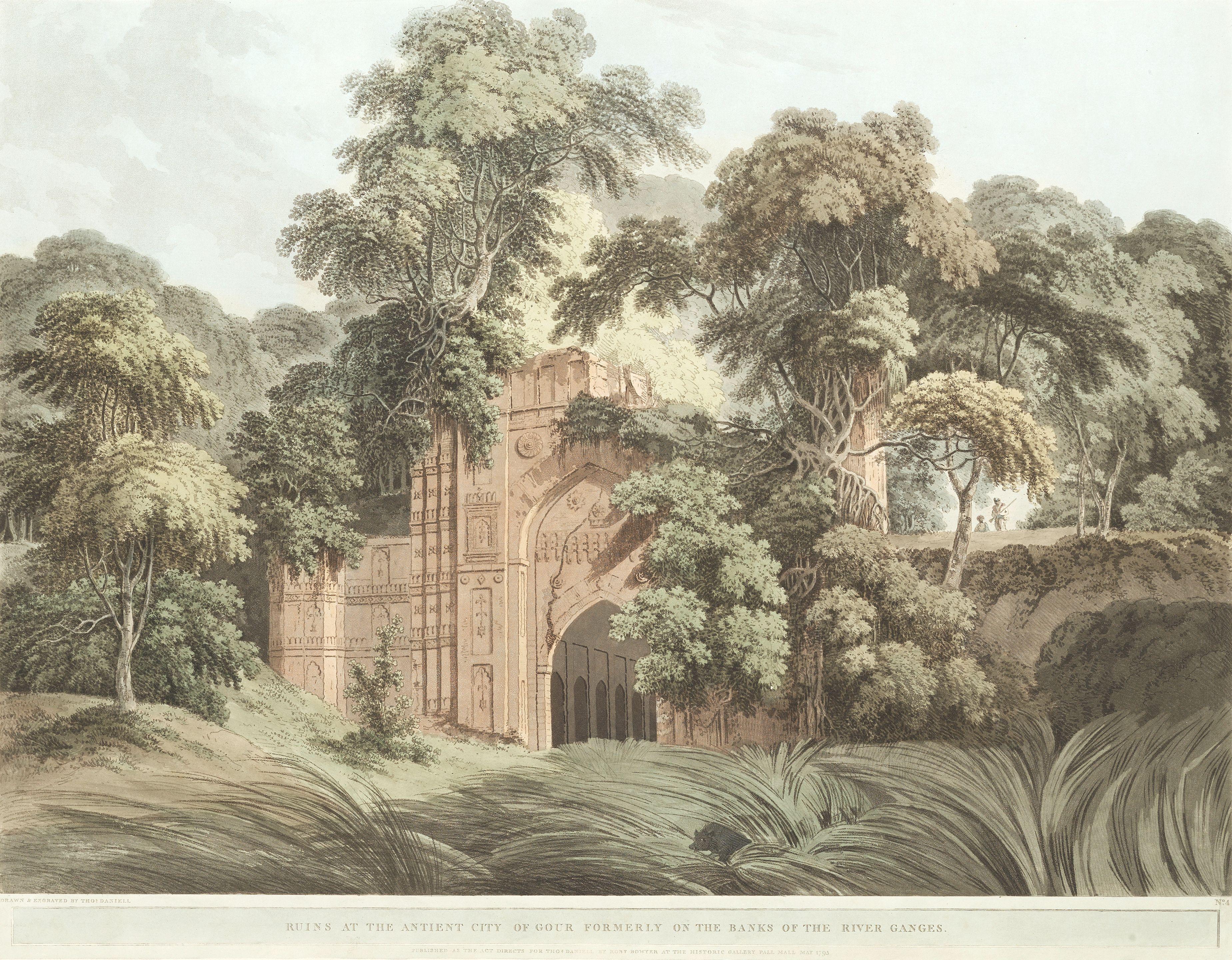 Thomas Daniell, RA - \'Ruins At The Antient City Of Gour Formerly On The Banks Of The River Ganges\' Plate 48.6 X 65.4Cm (19 1/8 X 25 3/4In). Unframed