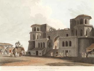 Thomas Daniell, RA - \'The Punj Mahalla Gate, Lucknow\' Hand-Coloured Aquatint