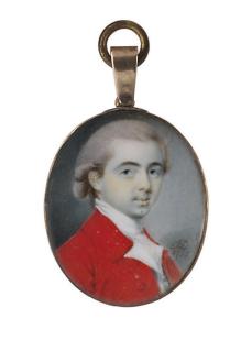 Thomas Day - A young gentleman, in red coat, white waistcoat, white cravat, powdered hair en queue