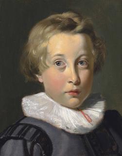 Thomas de Keyser - Portrait of a boy, bust-length, in a grey patterned doublet and ruff