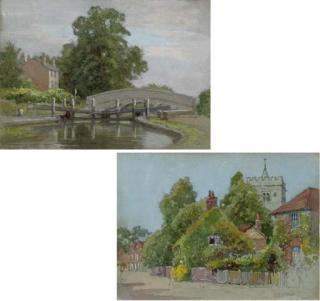 Thomas E. Francis - Nine albums of drawings and watercolours of English landscapes, figurative studies and studies of farm implements (two illustrated), the majority inscribed and variously dated from 1921 to 1938