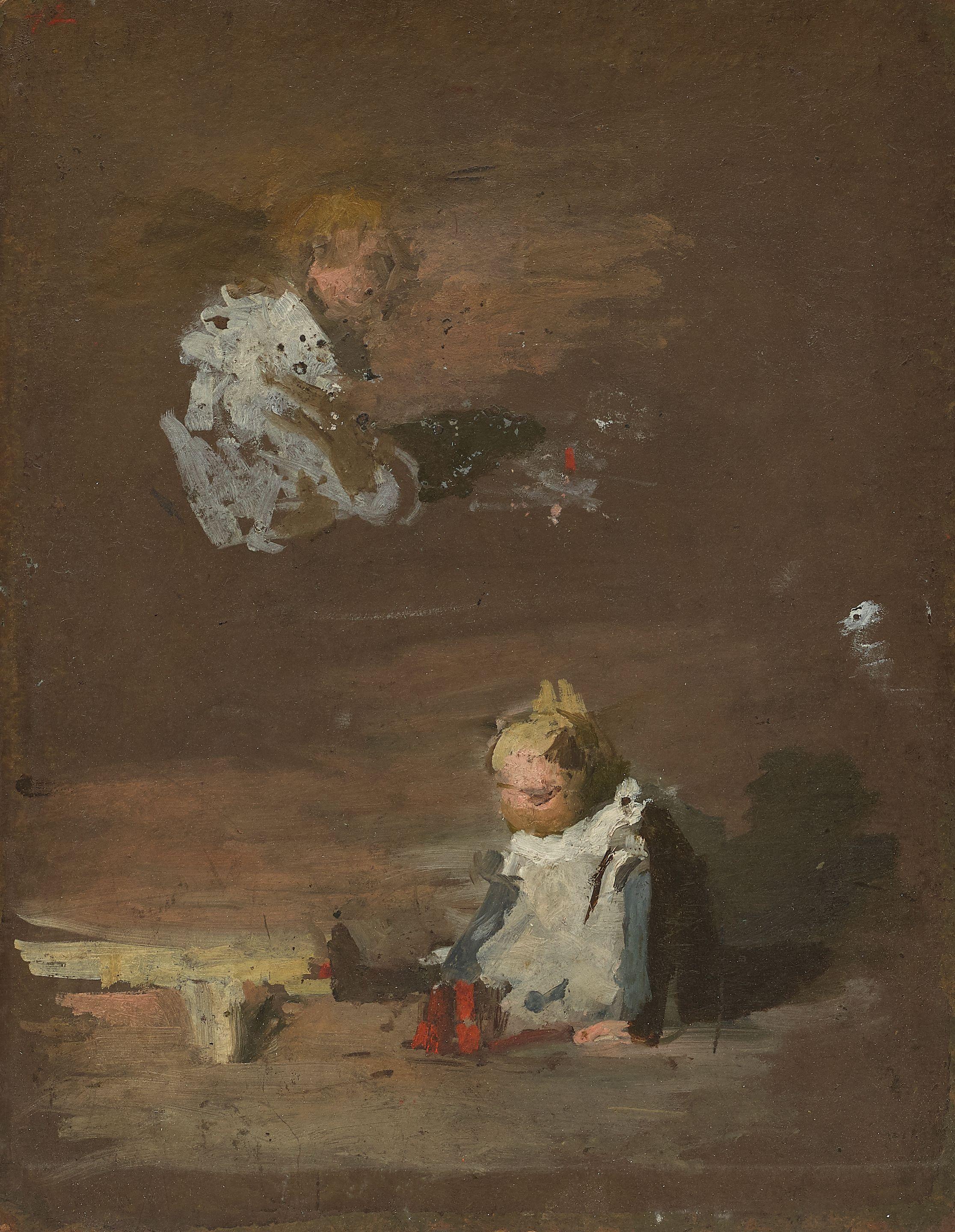 Thomas Eakins - Baby Girl Playing and Seated Boy with Book: A Double-Sided Work