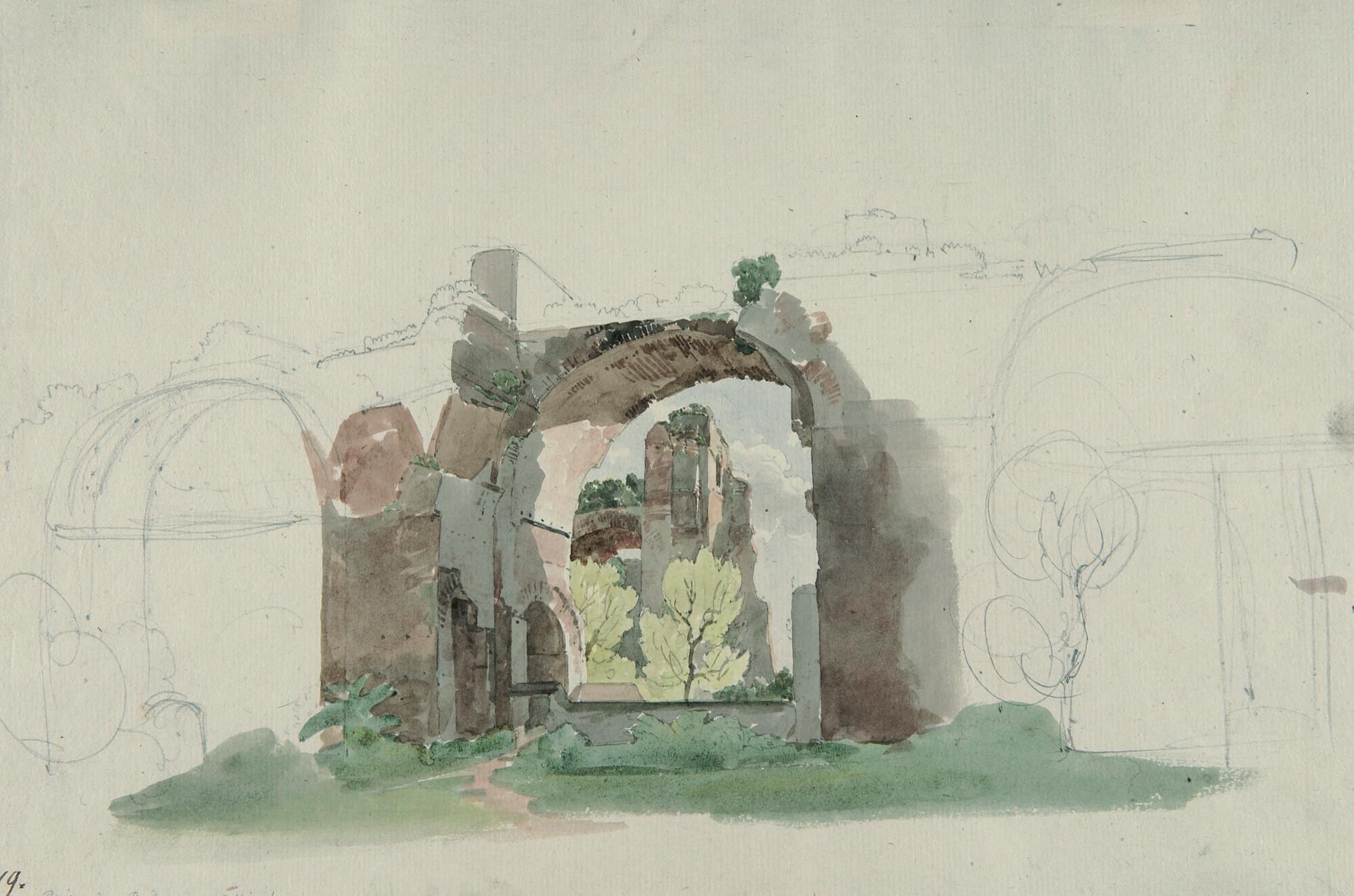 Thomas Ender - Ansicht der Caracalla-Thermen in Rom.