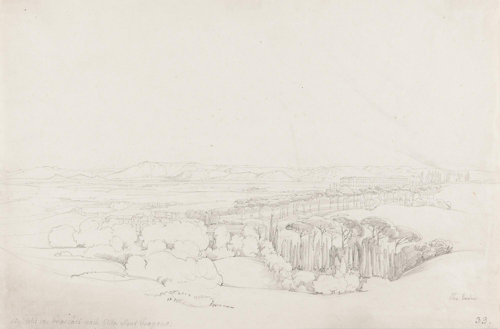 Thomas Ender - Blick von Frascati auf die Villa Mondragone