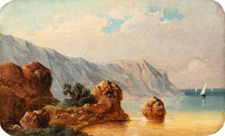 Thomas Ender - Südliche Felsenküste mit Segelbooten