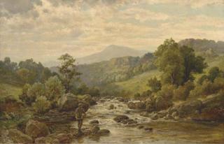 Thomas Eyre Macklin - Angling On A Rocky Riverbank