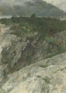 Thomas Faed, R.A., A.R.S.A. - Study of a rocky promontory in the Highlands