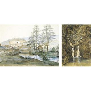 Thomas Fearnley - Norwegian Foss Og Hassel Verk (Waterfall & Fra Hasselbrek)