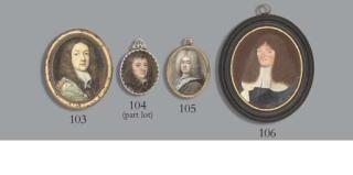 Thomas Flatman - A Young Gentleman, In Gold-Bordered Pale Blue Coat, Gold-Bordered Black Cloak Draped Over His Right Shoulder, White Lawn Collar With Tassel, Long Brown Hair Falling To His Shoulders