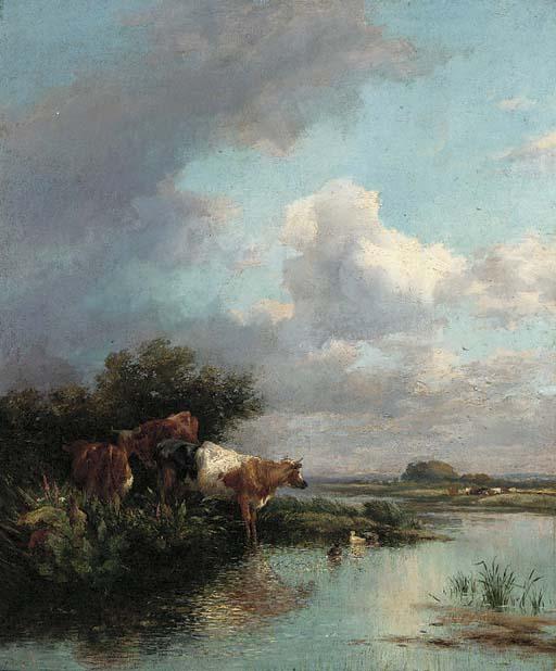 Thomas Francis Wainewright - Cattle watering