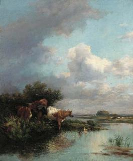 Thomas Francis Wainewright - Cattle watering