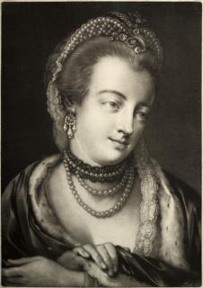 Thomas Frye - A Fashionable Lady with her right hand on left wrist, from Life-sized Heads, second series