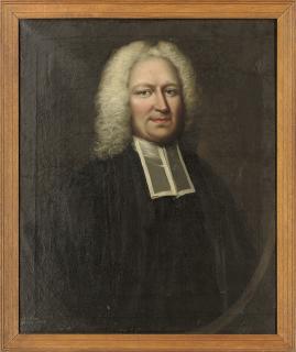 Thomas Frye - Portrait of Henry Crispe of Catton (1657-1736/7), bust-length, in clerical robes, feigned oval; and Portrait of Ann Crispe, née Percy (b.1671), half-length, in a black dress and black bonnet with white lace trim, feigned oval