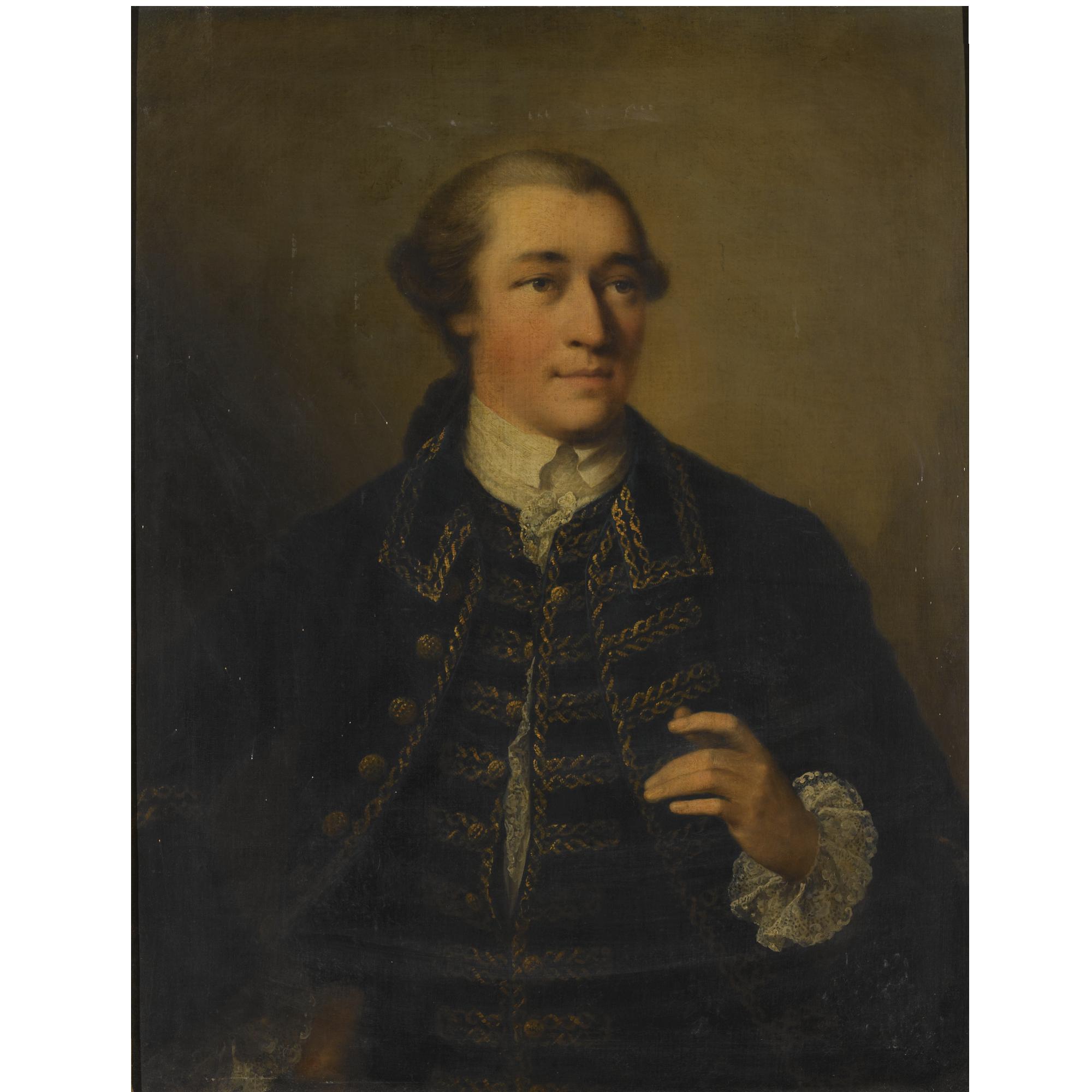 Thomas Frye - Portrait Of Henry Hanson (1731-1787), Half-Length, Wearing A Blue Coat With Gold Brocade