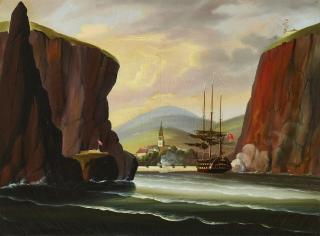 Thomas G. Chambers - Ship Saluting At The Island Of St. Helena