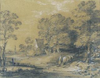 Thomas Gainsborough, R.A. - A Wooded Landscape With A Shepherd And His Flock Fording A Stream, A Cottage Beyond