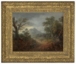 Thomas Gainsborough, R.A. - A wooded landscape with donkeys and figures on a path