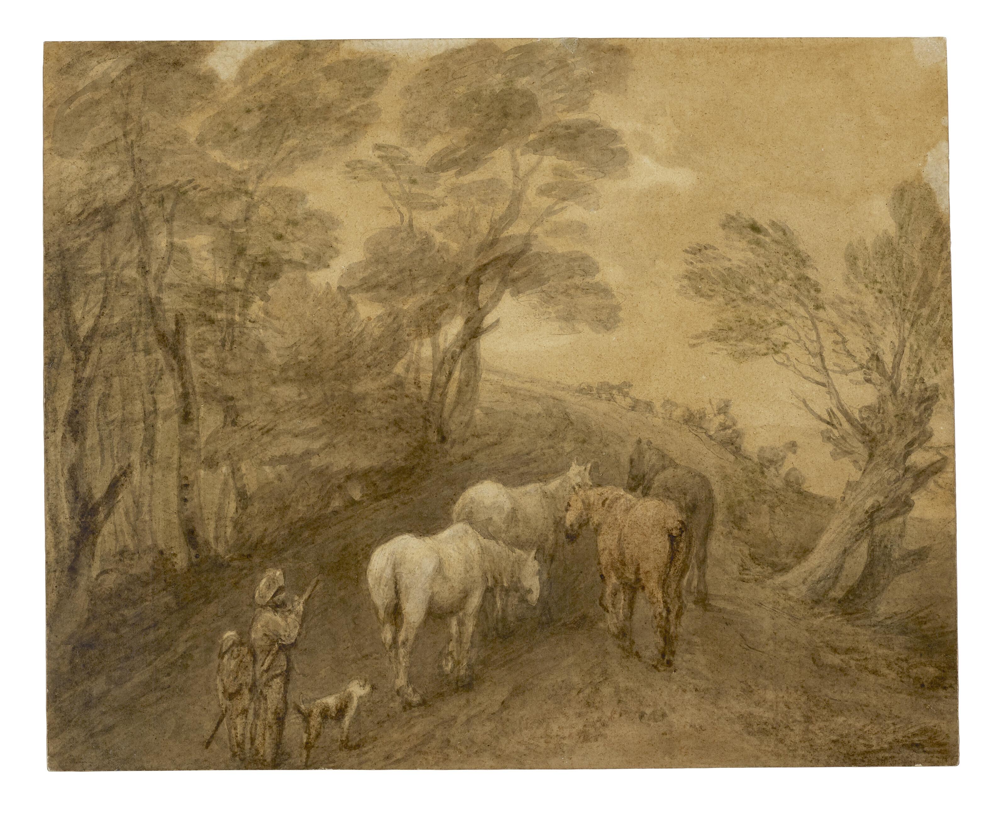 Thomas Gainsborough, R.A. - A wooded landscape with drovers and horses
