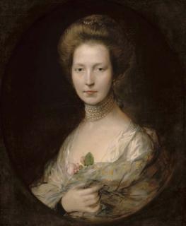 Thomas Gainsborough, R.A. - Portrait of A Lady, Identified As Lady Louisa Clarges, Half-Length In A White Dress With A Pearl Necklace