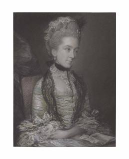 Thomas Gainsborough, R.A. - Portrait Of Caroline, 4Th Duchess Of Marlborough, Half-Length, In A Blue And White Dress