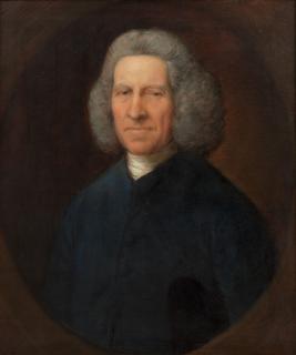 Thomas Gainsborough, R.A. - Portrait of James Freeman (1702-1786), bust-length, in a blue coat, within a painted oval