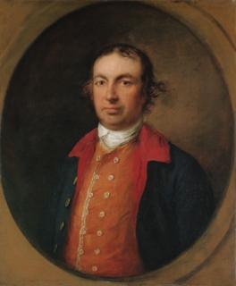 Thomas Gainsborough, R.A. - Portrait of John Shelley (1729-1790), half-length, in a blue coat and orange waistcoat, feigned oval