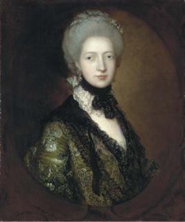 Thomas Gainsborough, R.A. - Portrait of Lady Willielma Glenorchy, Half-Length, In A Green Embroidered Dress And Black Lace Shawl, In A Sculpted Cartouche