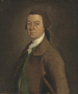 Thomas Gainsborough, R.A. - Portrait of Sir Francis Skipwith, 3Rd Bt., (D.1778) of Newbold Pacey Hall, Near Warwick, Half-Length, In A Brown Coat And Green Waistcoat With A Hat Under His Left Arm
