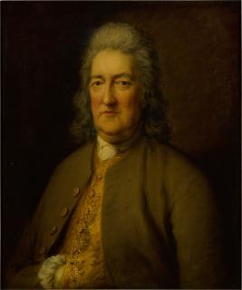 Thomas Gainsborough R.A. - Portrait of Surgeon-General David Middleton (1703-1785), bust-length, tucking his hand into his embroidered waistcoat