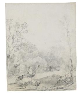 Thomas Gainsborough R.A. - Recto: Wooded Landscape With Herdsman And Cattle, Circa 1752 Verso: Geometric Studies