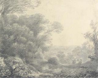 Thomas Gainsborough, R.A. - Wooded landscape with figures, donkeys and buildings