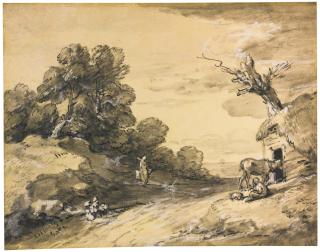 Thomas Gainsborough, R.A. - Wooded Landscape With Figures, Horse And Shed