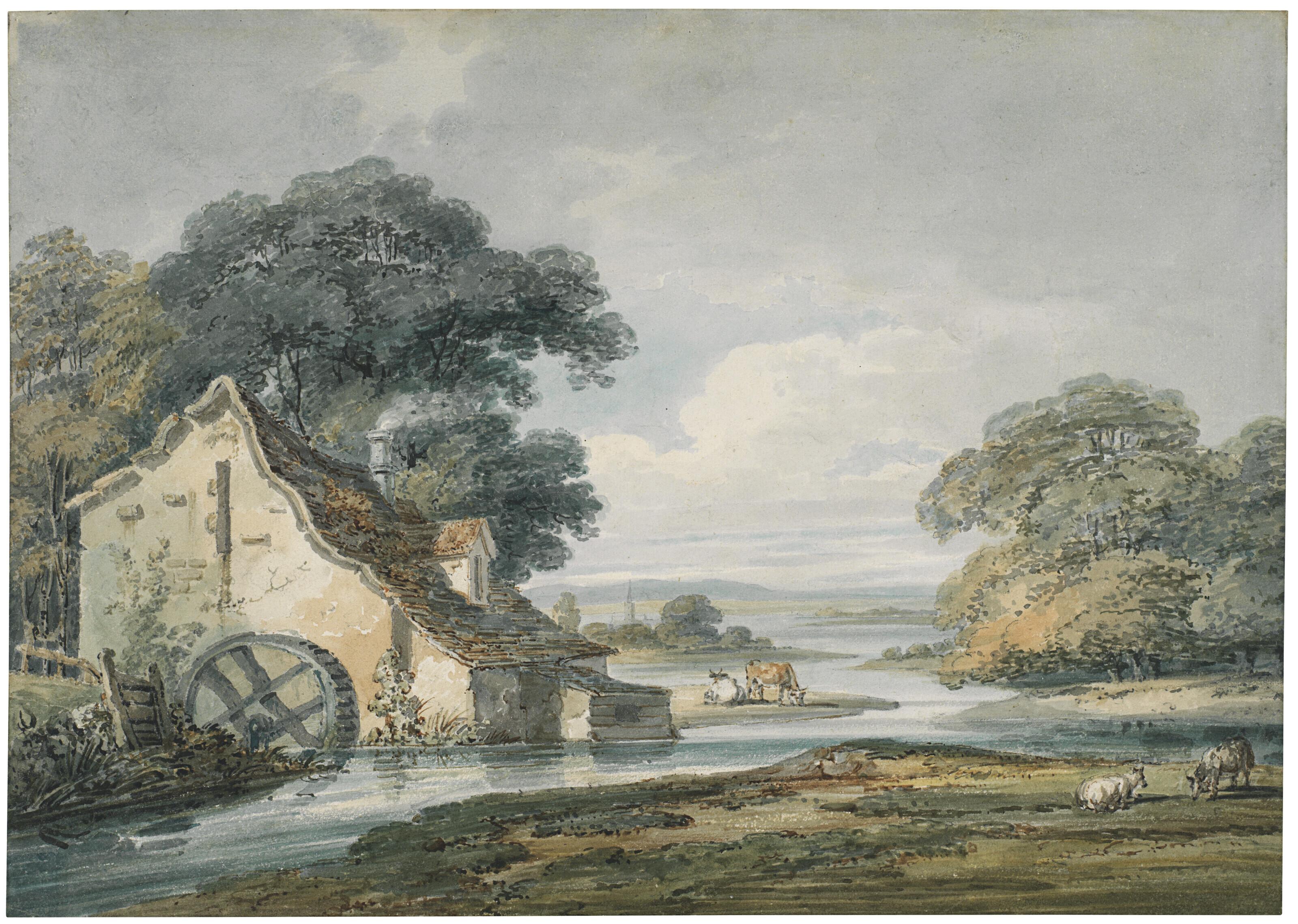 Thomas Girtin - A riverside cottage, said to be a watermill
