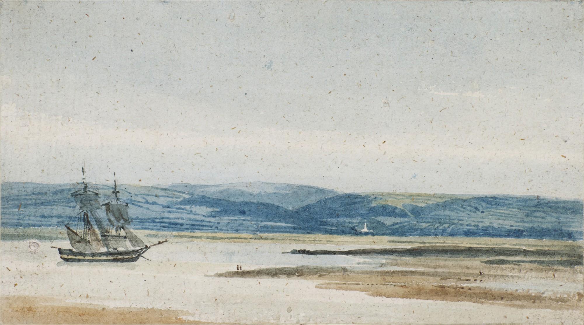 Thomas Girtin - A ship anchored off the coast