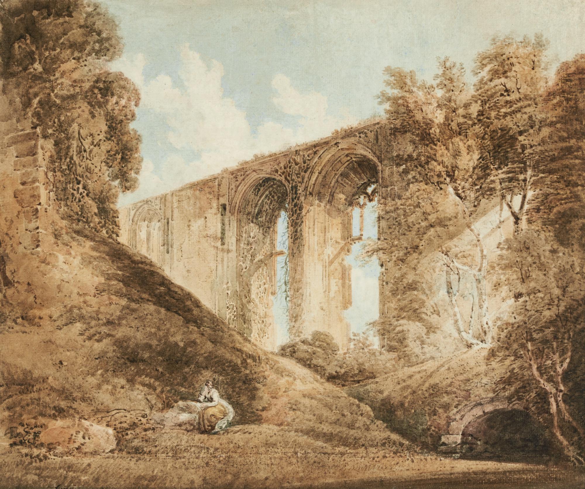 Thomas Girtin - A Woman Seated Near Kenilworth Castle, Warwickshire