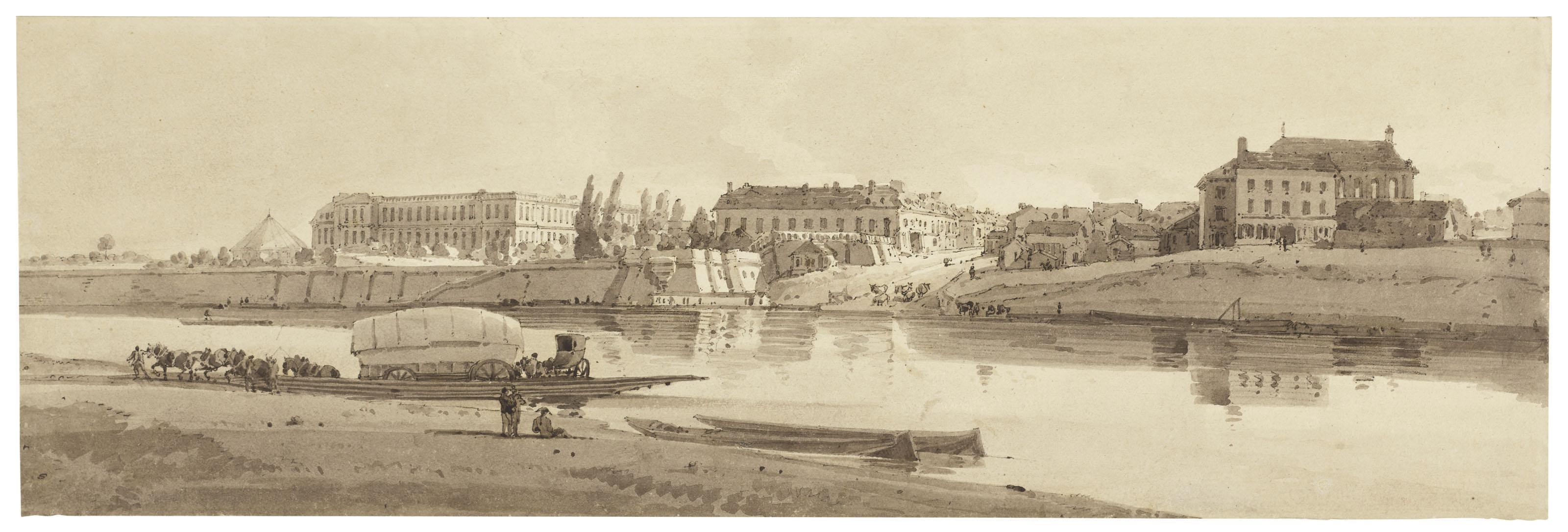 Thomas Girtin - View of the palace and village of Choisy on the bank of the Seine, Paris