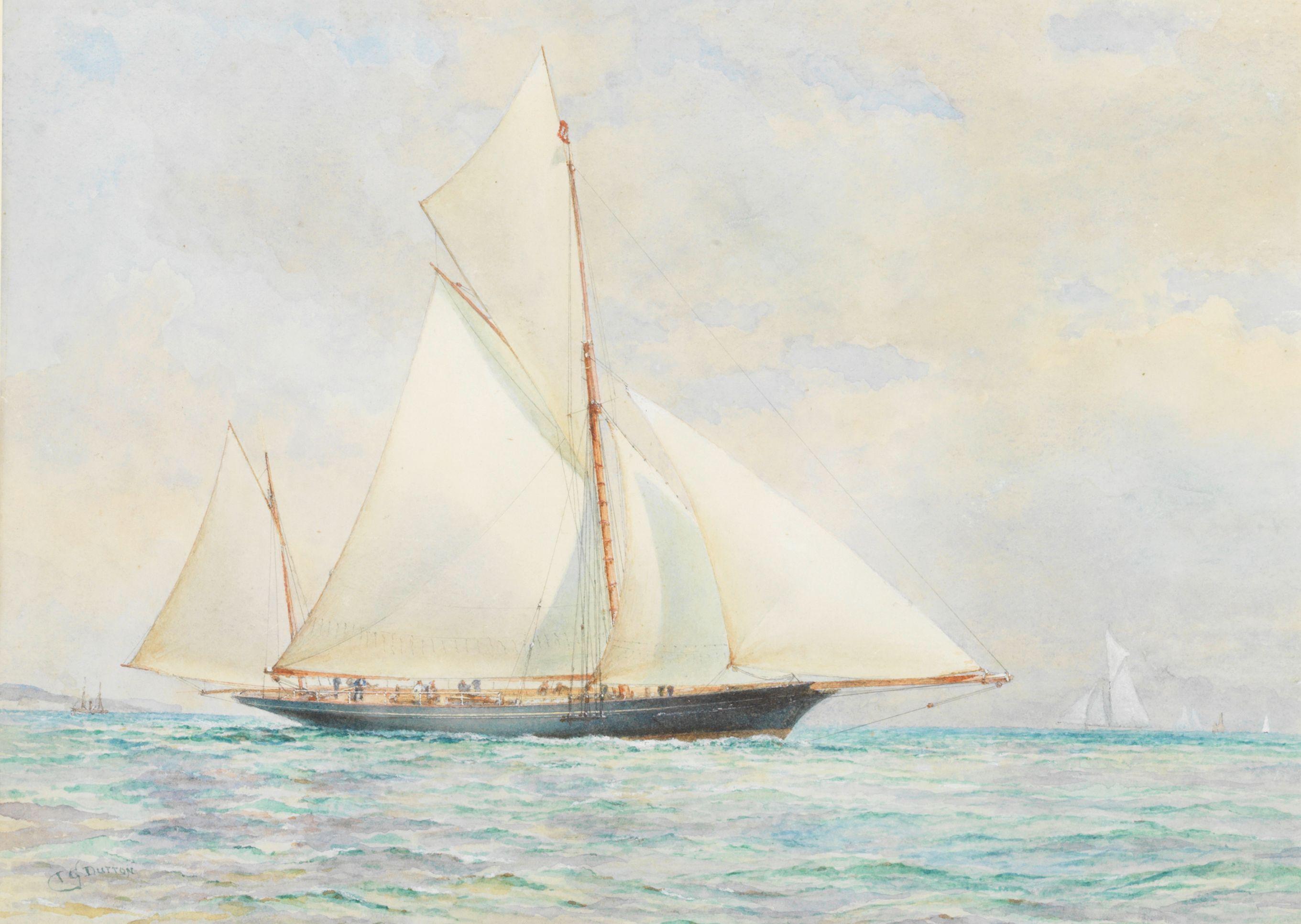 Thomas Goldsworth Dutton - A yacht under sail