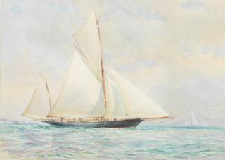 Thomas Goldsworth Dutton - A yacht under sail