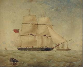 Thomas Goldsworth Dutton - H.M. brig Sea Lark running inshore