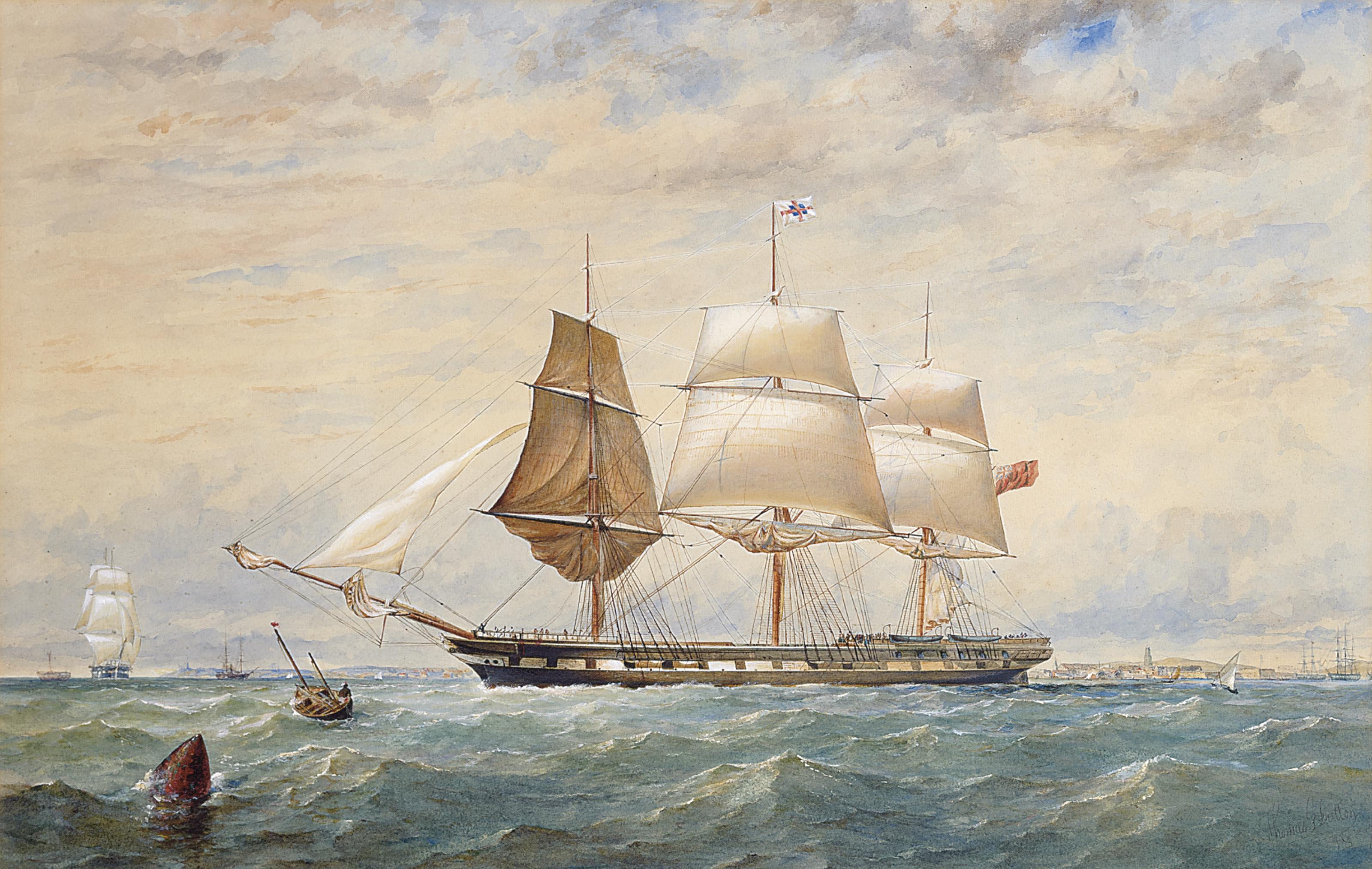 Thomas Goldsworth Dutton - The East Indiaman Windsor Castle leaving Bombay