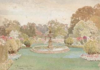 Thomas H. Hunn - The fountain at Groombridge Place, Kent (illustrated); and The walled garden