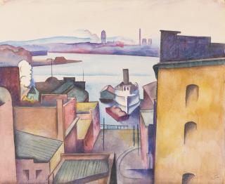 Thomas Hart Benton - City View With Harbor