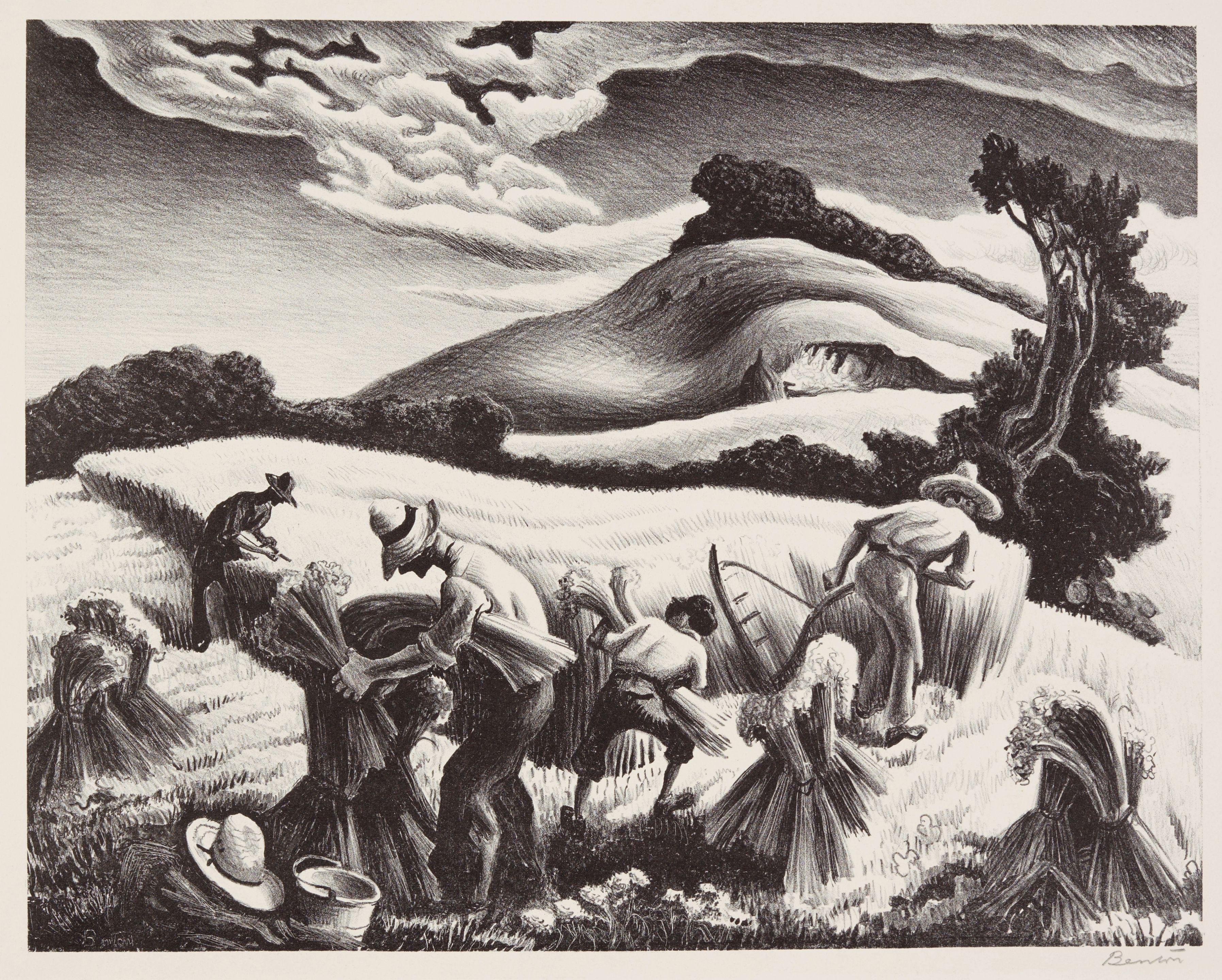 Thomas Hart Benton - Cradling Wheat