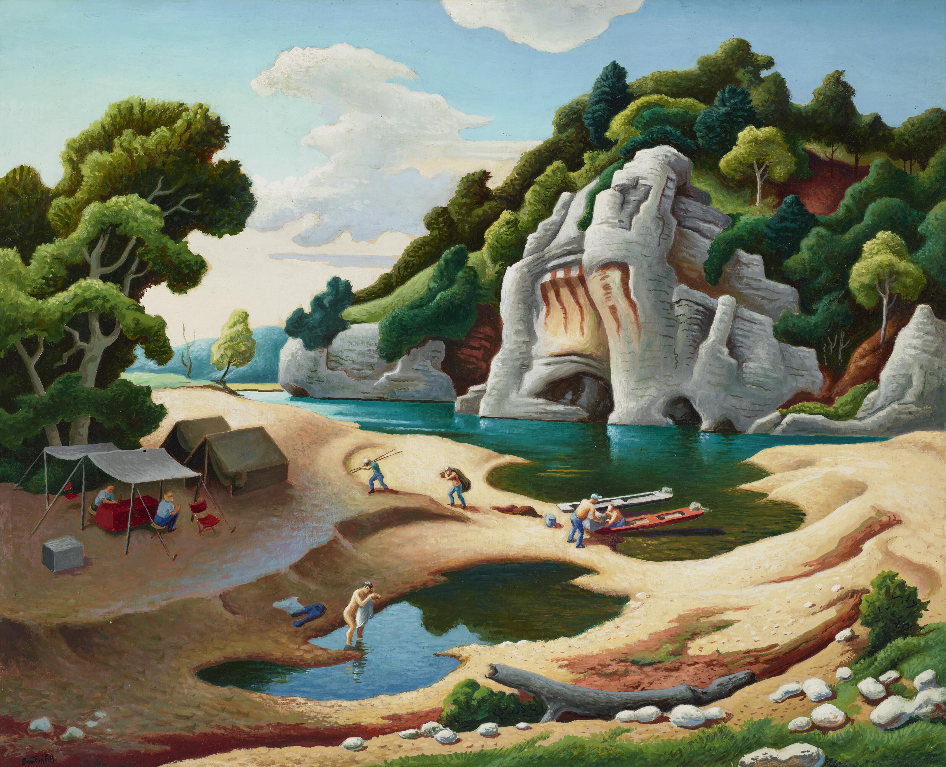 Thomas Hart Benton - Fishermen\'s Camp, Buffalo River