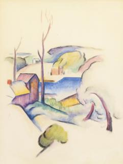 Thomas Hart Benton - Landscape With House (Cezannesque Landscape)