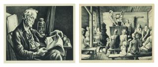 Thomas Hart Benton - Old Man Reading; And The Meeting (Fath 44 & 47)