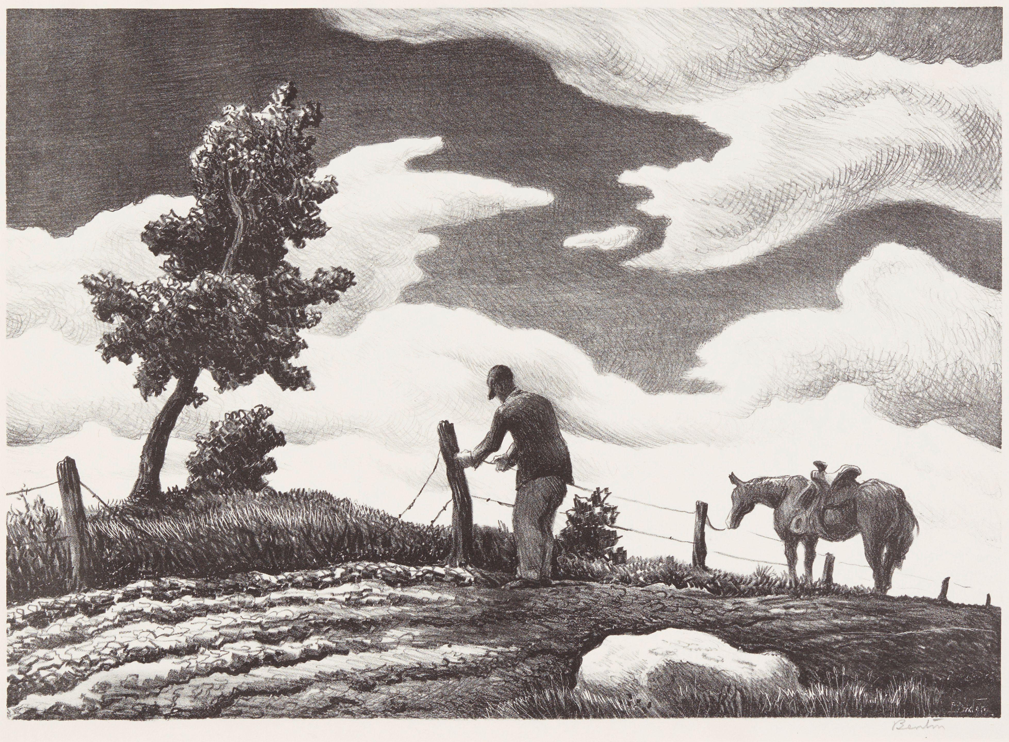 Thomas Hart Benton - The Fence Mender