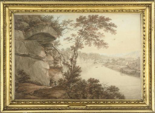 Thomas Hearne - A View Down The River Avon, Near Bristol, With Anchored Shipping In The Distance
