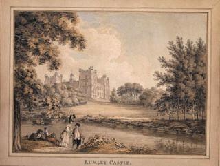 Thomas Hearne - Elegant figures rowing on the the River Wear before Lumley Castle