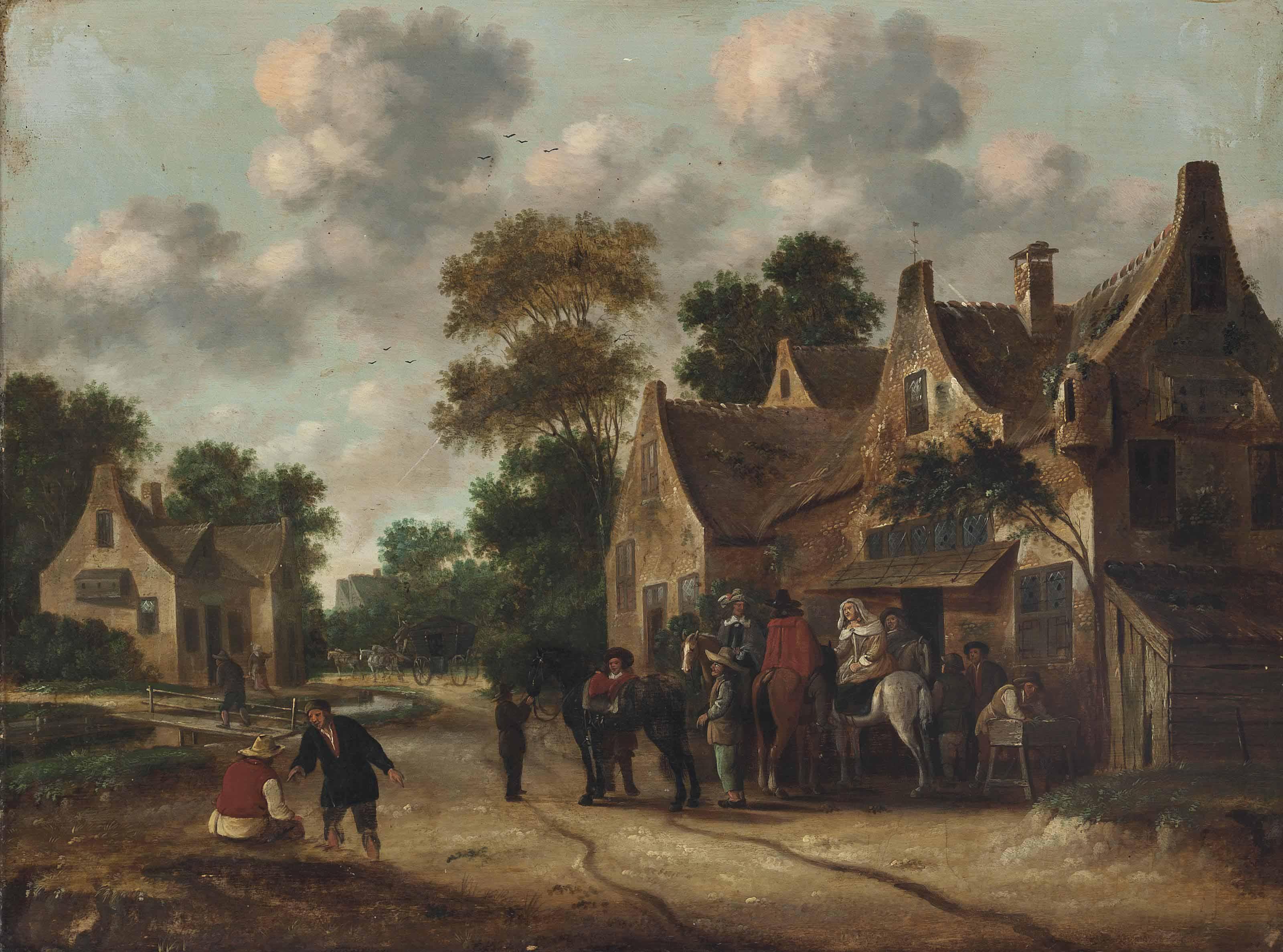 Thomas Heeremans - A Hunting Party Before An Inn